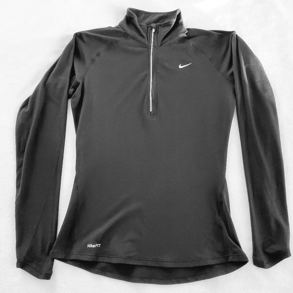 Nike Black 1/2 Zip Running Shirt - Picture 1 of 6